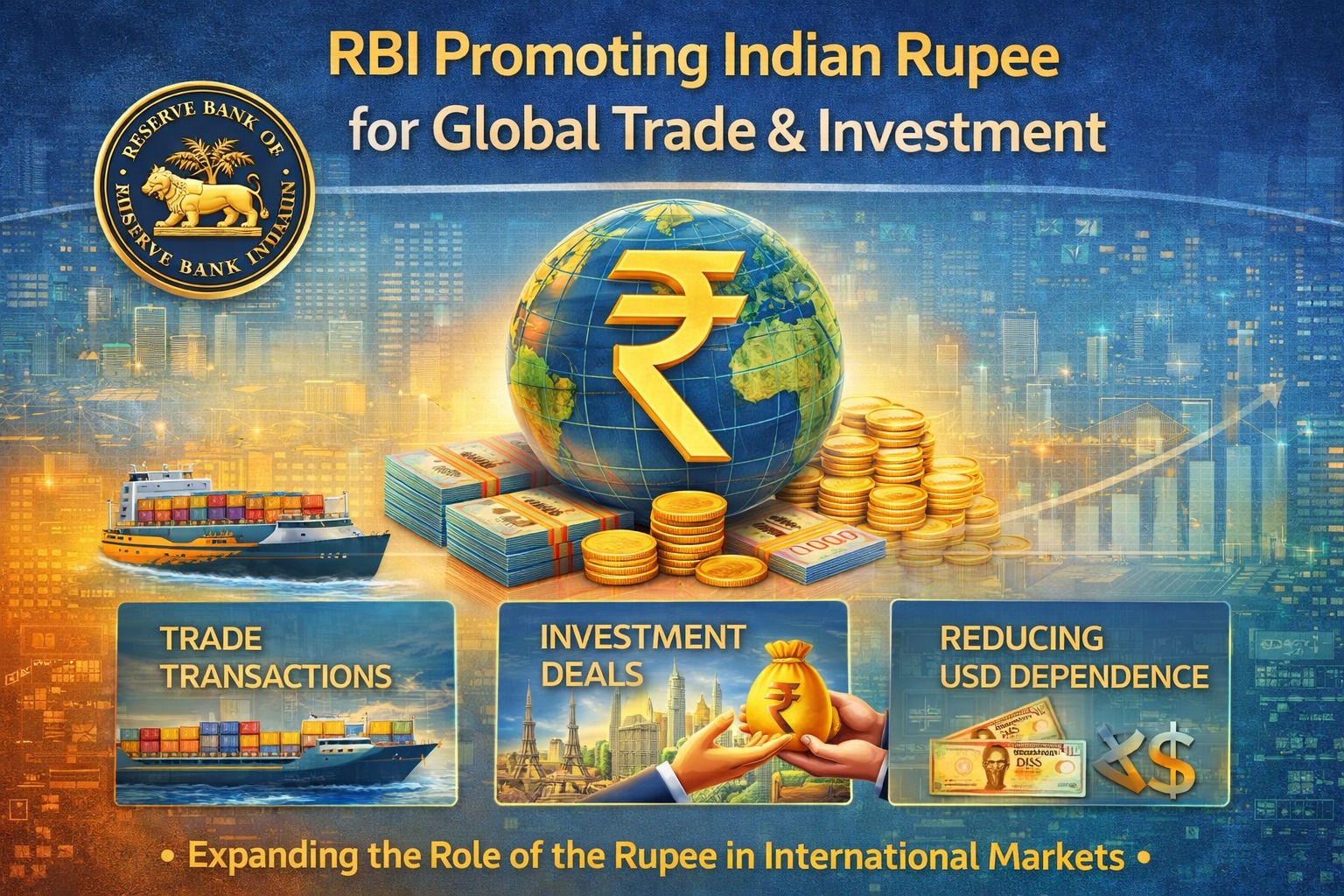 RBI promoting Indian rupee for global trade and investment infographic